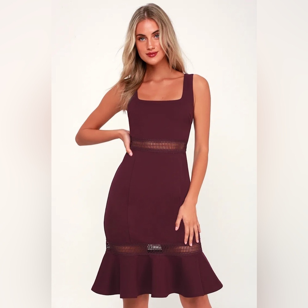 Lulus Plum Midi Crochet Trumpet Dress,MartiniMama Plum Purple Crochet Midi Dress
